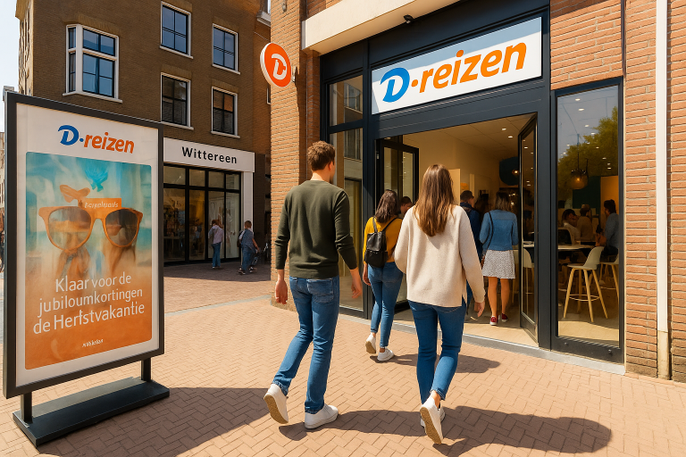 d-reizen drukke winkel